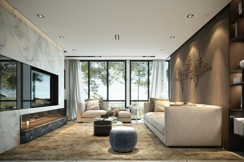 Bright furnished living room in a modern apartment